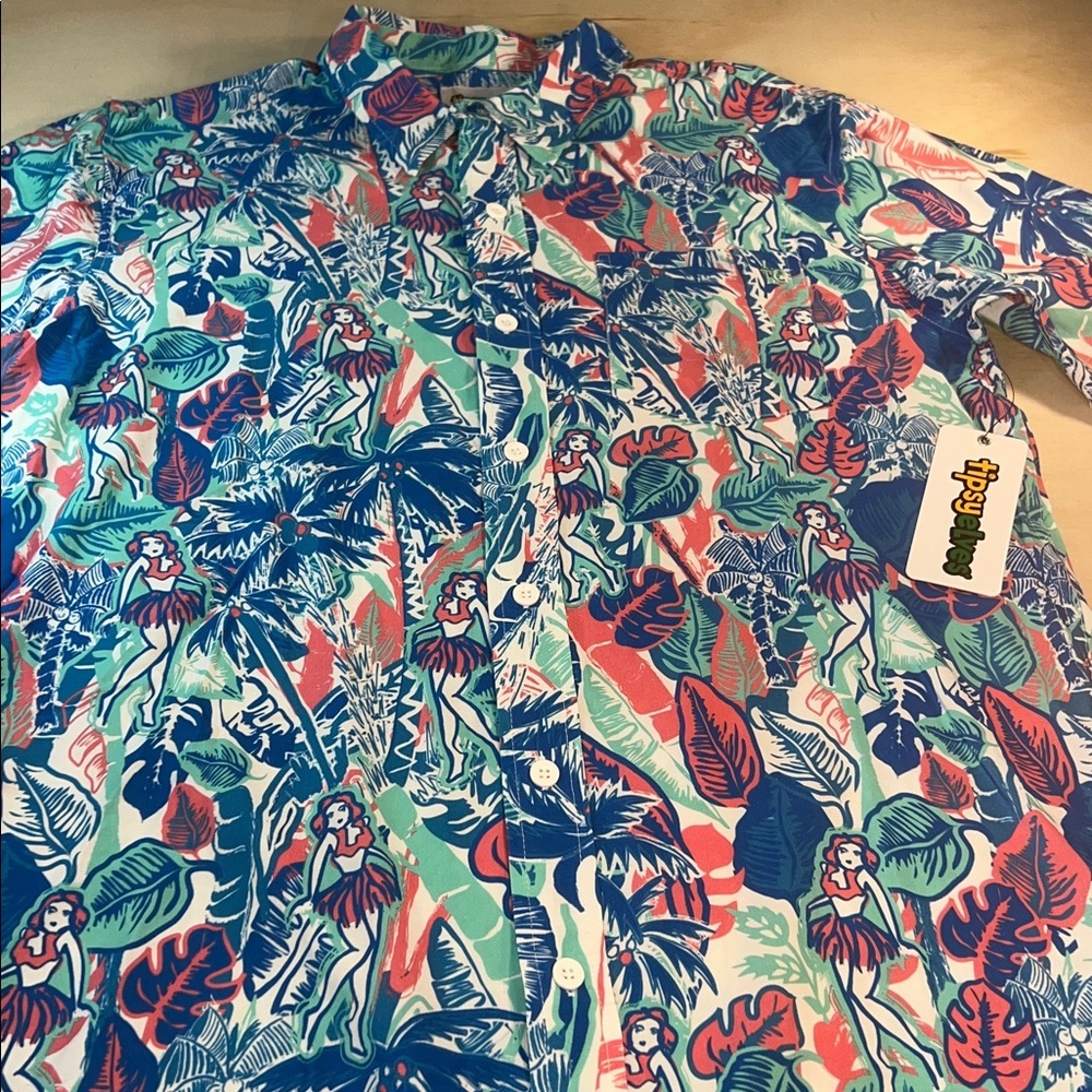 Hawaiian ShirtTipsy Elves Colorful Tropical Print Shirt Sz M